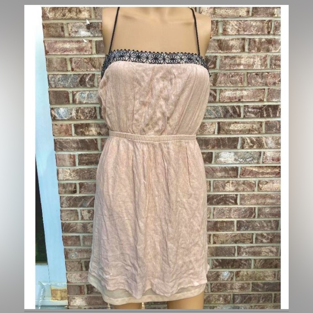 Zara Beige & Black Floral Lace Boho Dress - Picture 3 of 7